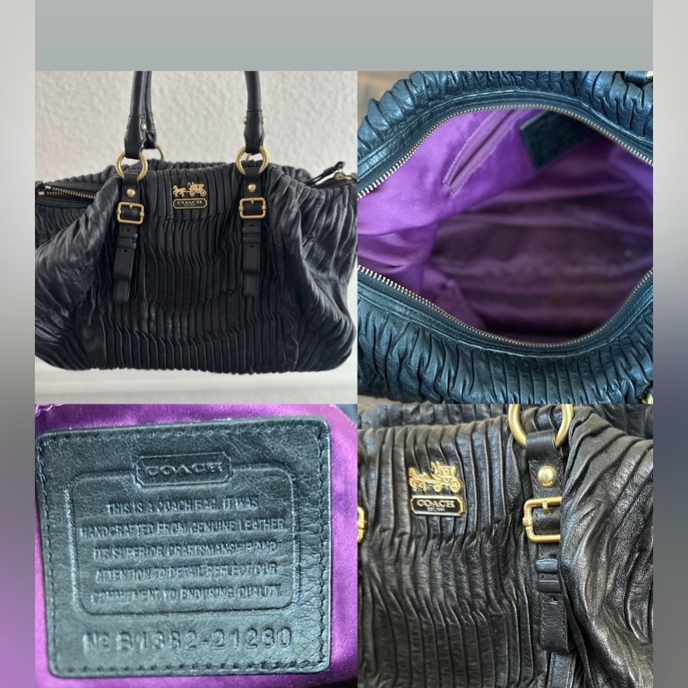 Coach Black Gathered Leather Shoulder Bag